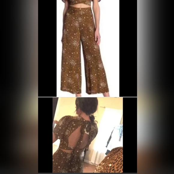 Free People Two Piece Floral Pants and Top Size XS Spring Summer Wide Leg - Picture 2 of 14